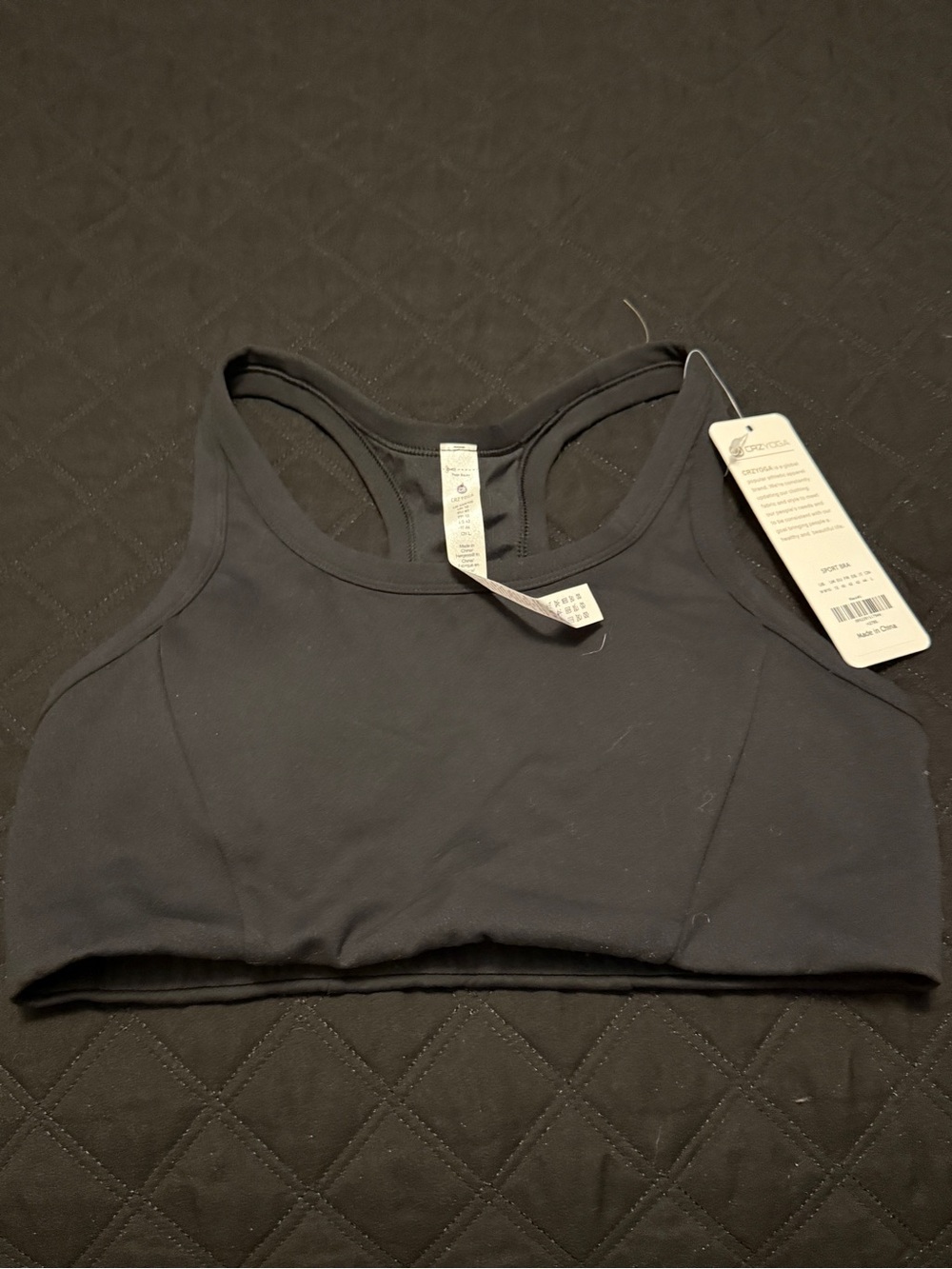 CRZ Yoga Black sports Bra size medium NWT